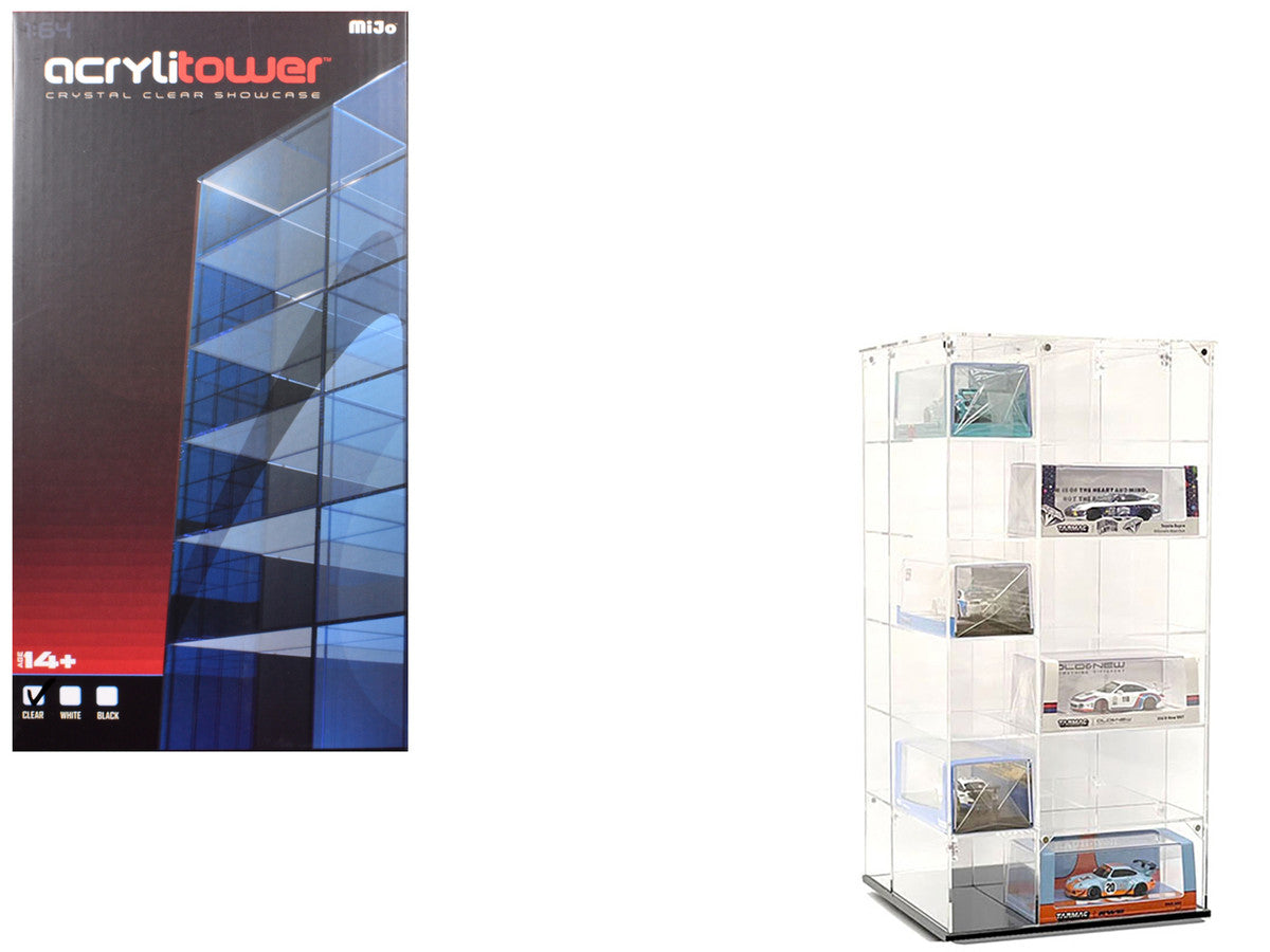 Acrylitower Showcase Large 24 Car Display Desktop Spinner with Cover Clear "Mijo Exclusives" for 1/64 Scale Models LuxuryLifeWay Online Store
