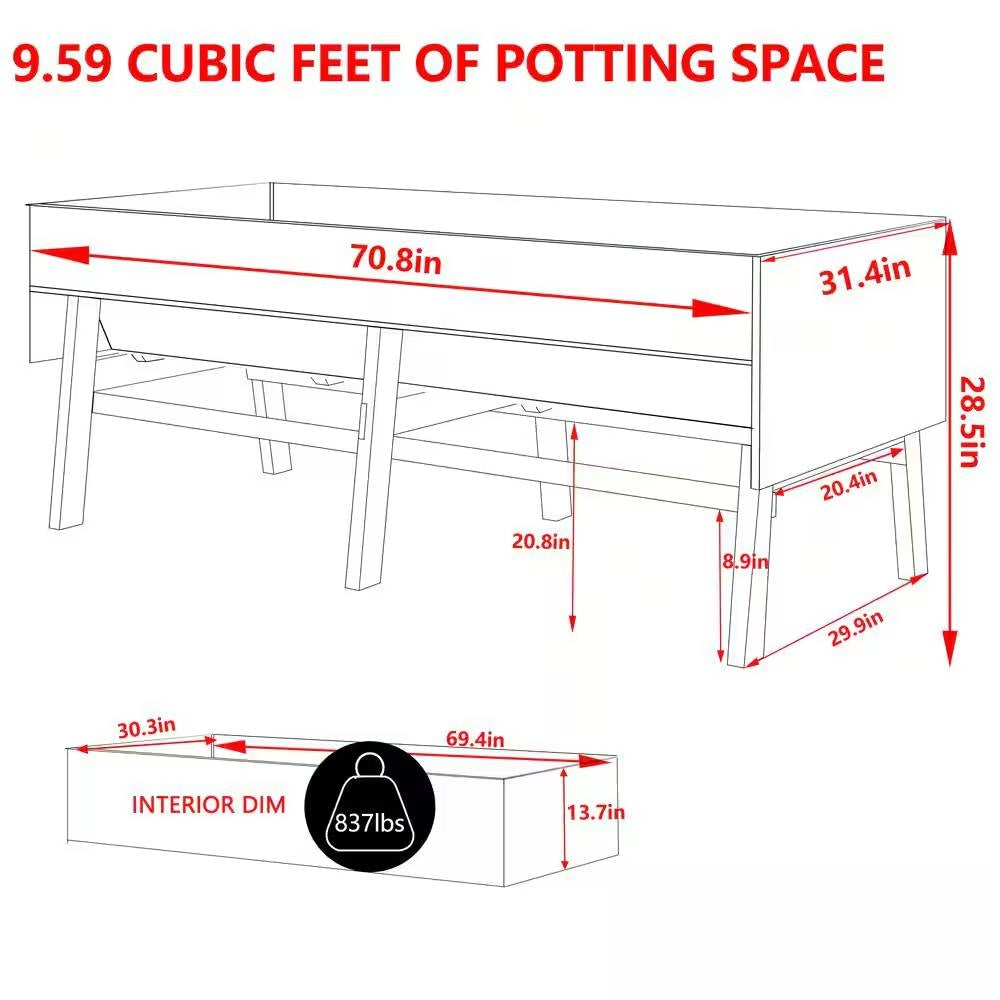 Outdoor Modern Natural Cedar Wood Raised Garden Bed Planter 70-inch x 31-inch LuxuryLifeWay Online Store