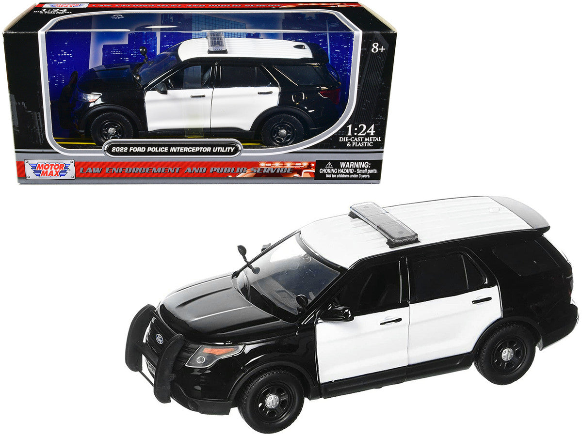 2022 Ford Police Interceptor Utility Unmarked Black and White 1/24 Diecast Model Car by Motormax LuxuryLifeWay Online Store