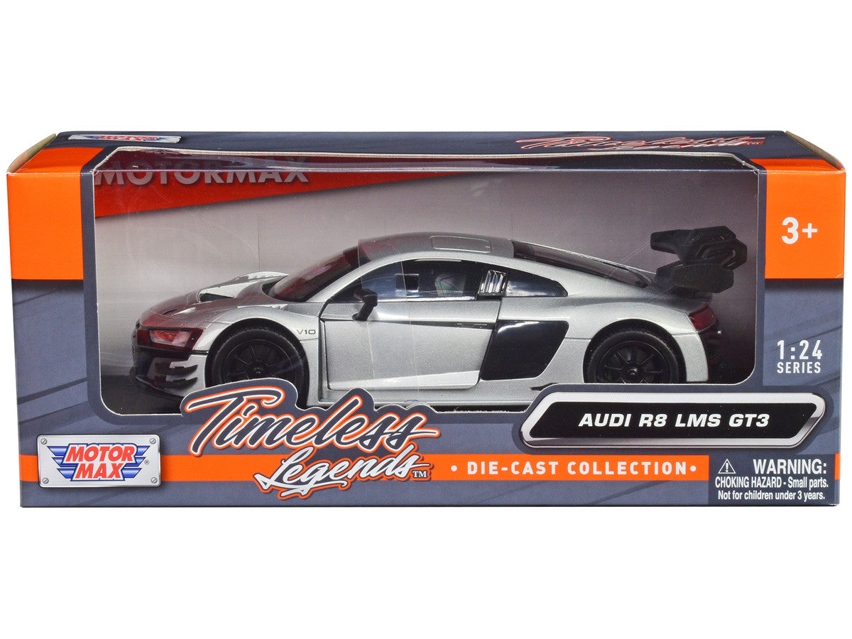Audi R8 LMS GT3 Silver Metallic "Timeless Legends" Series 1/24 Diecast Model Car by Motormax LuxuryLifeWay Online Store