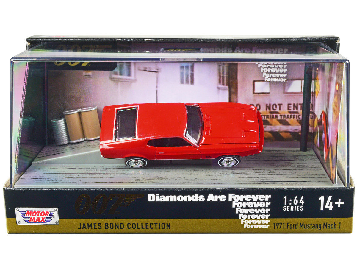 1971 Ford Mustang Mach 1 Red James Bond 007 "Diamonds are Forever" (1971) Movie with Display 1/64 Diecast Model Car by Motormax LuxuryLifeWay Online Store