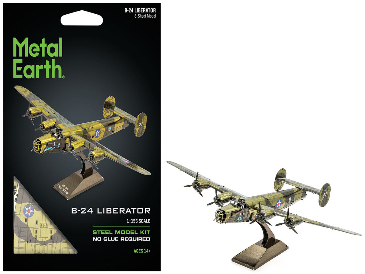 Model Kit Consolidated B-24 Liberator Bomber Aircraft "Diamond Lil" United States Army Air Forces (Challenging Difficulty) Steel Model by Metal Earth LuxuryLifeWay Online Store