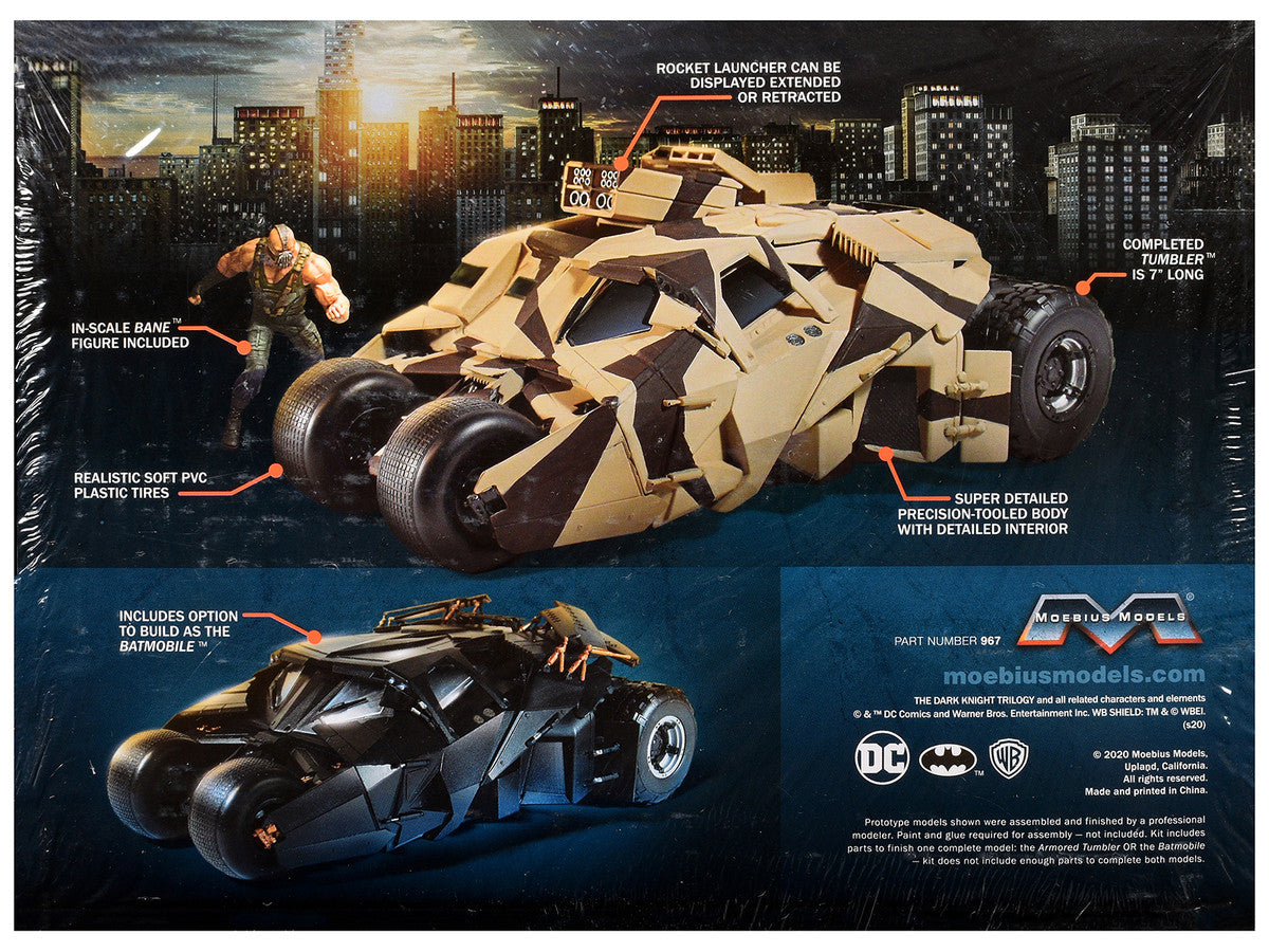 Skill 3 Model Kit Batmobile Tumbler with Bane Figure "Batman Dark Knight Trilogy" Movie Franchise 1/25 Scale Model by Moebius LuxuryLifeWay Online Store