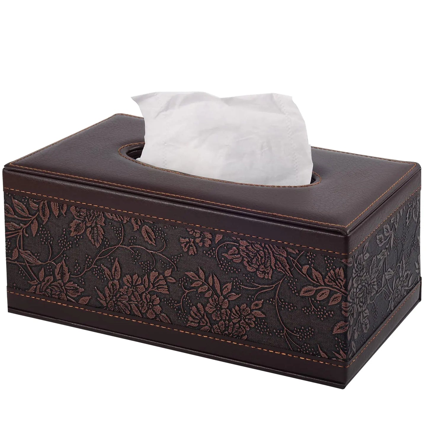 Antique PU Leather Tissue Box Holder Cover Rectangular Napkin Case DispenserHome Office Car Tissue Holder with Magnetic BottomFacial Tissue Organizer (Retro)