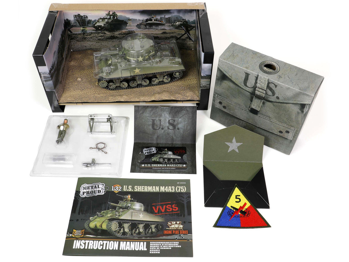Sherman M4A3 (75) Medium Tank U.S. "Training vehicle C Company 10th Tank Battalion 5th Armored Division New York" (1943) "Engine Plus" Series 1/32 Diecast Model by Metal Proud LuxuryLifeWay Online Store