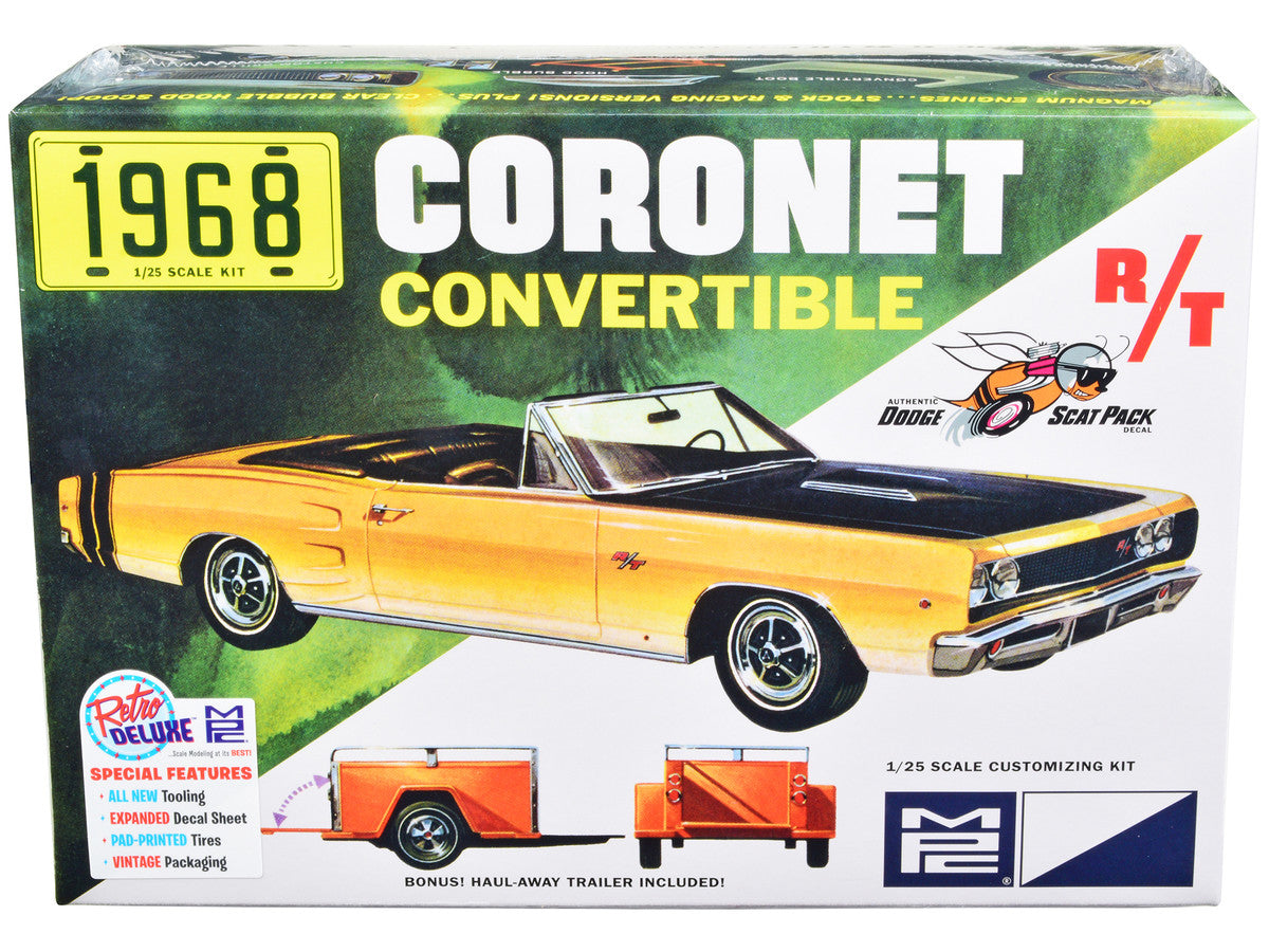 Skill 2 Model Kit 1968 Dodge Coronet R/T Convertible with Haul-Away Trailer 1/25 Scale Model by MPC LuxuryLifeWay Online Store