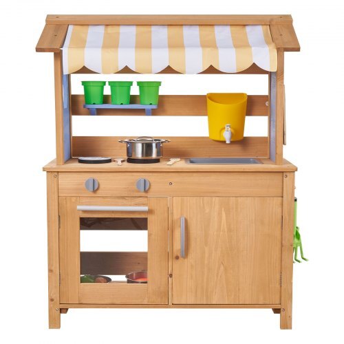 Mud Kitchen, Outdoor Mud Kitchen for Kids, Wood Outdoor Play Kitchens with Spoons, Sink, Tank, Sunshade Canopy, Shovels, Cookware Pots and Accessories, Wooden Play Kitchens for Home, Lawn LuxuryLifeWay Online Store