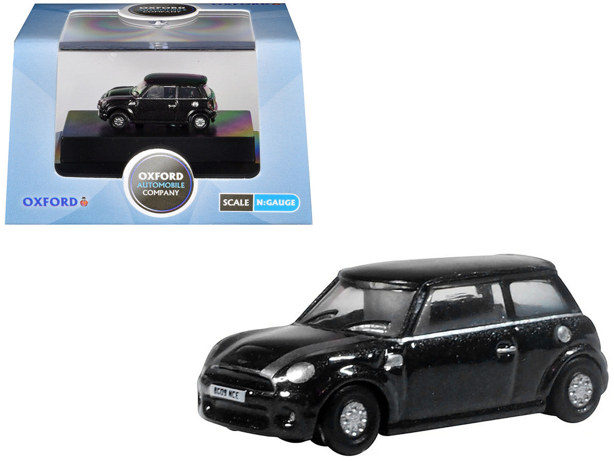 Mini Cooper S RHD (Right Hand Drive) Midnight Black with Silver Stripes 1/148 (N) Scale Diecast Model Car by Oxford Diecast LuxuryLifeWay Online Store