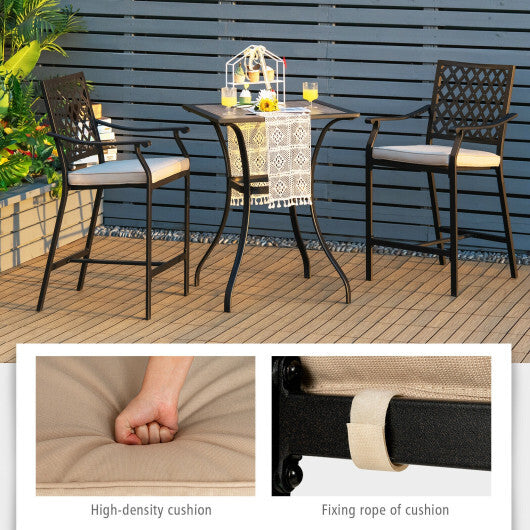 2 Pieces Patio Bar Stool with Height Cushion and Armrest LuxuryLifeWay Online Store