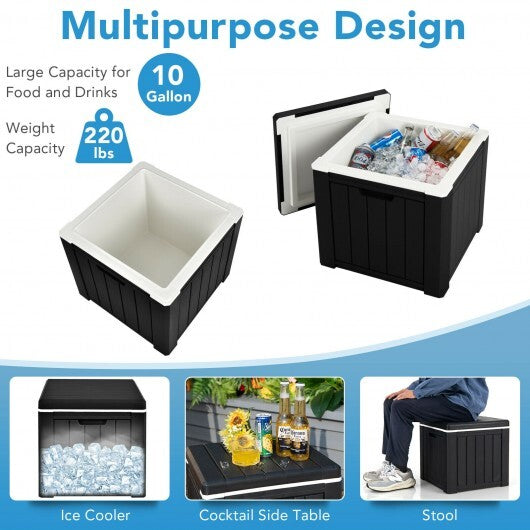 10 4-in-1 Gallon Storage Cooler for Picnic and Outdoor Activities-Black LuxuryLifeWay Online Store