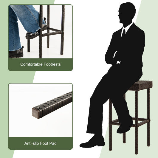 2 Pieces Patio Rattan Wicker Bar Stool Chairs-Brown LuxuryLifeWay Online Store