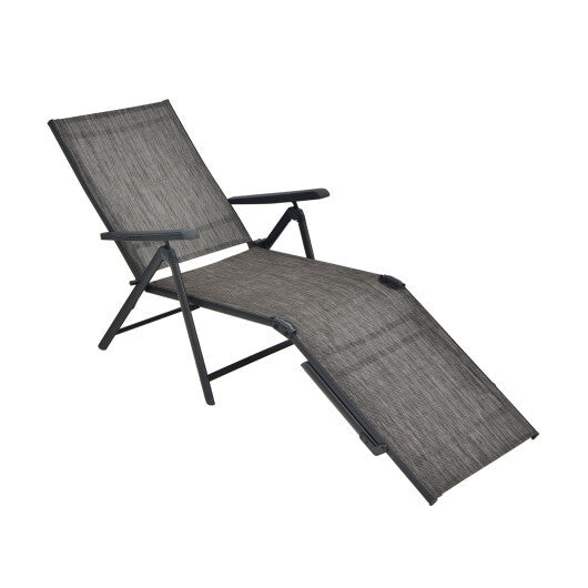 Patio Foldable Chaise Lounge Chair with Backrest and Footrest-Brown LuxuryLifeWay Online Store