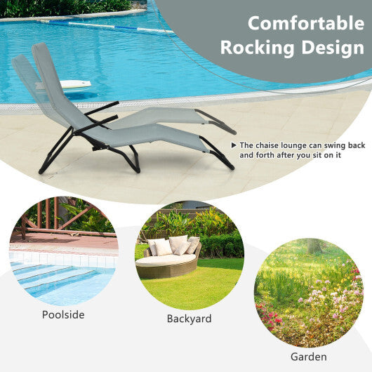 2 Pieces Folding Portable Patio Chaise Lounger with Rocking Design-Light Green - Color: Light Green LuxuryLifeWay Online Store