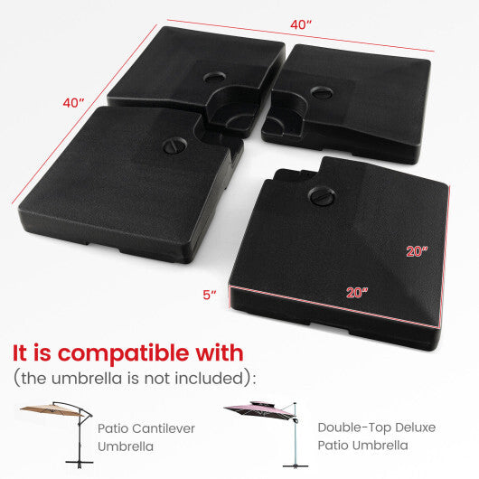 4-Piece 20L Cantilever Offset Patio Umbrella Base LuxuryLifeWay Online Store