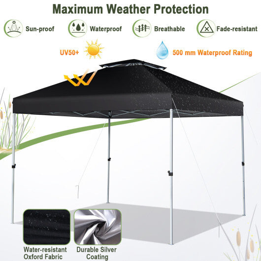 2-Tier 10 x 10 Feet Pop-up Canopy Tent with Wheeled Carry Bag-Black LuxuryLifeWay Online Store