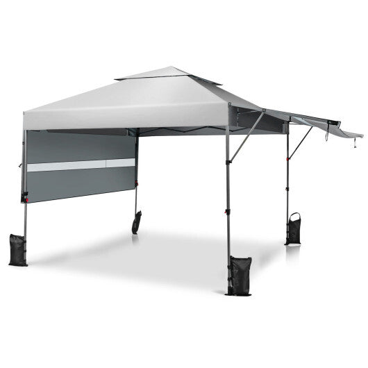 10 x 17.6 Feet Outdoor Instant Pop-up Canopy Tent with Dual Half Awnings-Pink