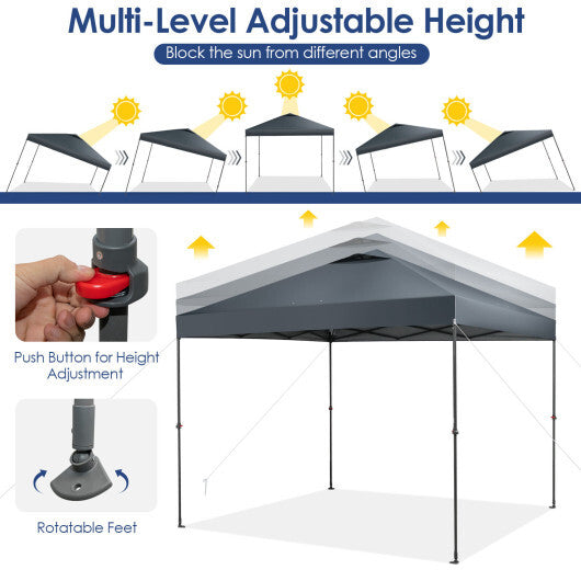 10 x 10 Feet Foldable Outdoor Instant Pop-up Canopy with Carry Bag-Gray - Color: Gray LuxuryLifeWay Online Store