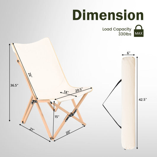Set of 2 Bamboo Dorm Chair with Storage Pocket for Camping and Fishing-Beige LuxuryLifeWay Online Store