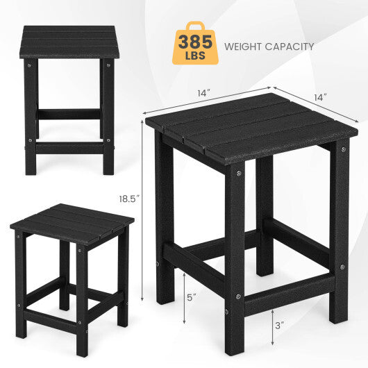 Set of 2 14 Inch Square Weather-Resistant Adirondack Side Table-Black LuxuryLifeWay Online Store