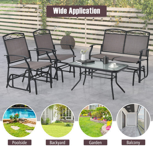 Set of 2 Outdoor Metal Glider Armchairs with Weather-resistant Fabric LuxuryLifeWay Online Store