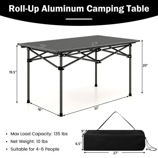 Aluminum Camping Table for 4-6 People with Carry Bag-Black - Color: Black LuxuryLifeWay Online Store