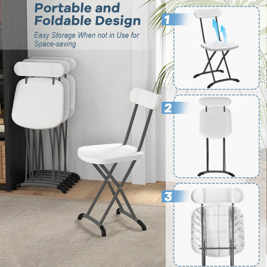 2 Pieces Outdoor Folding Chair Set with Sturdy Frame and Ergonomic Backrest-Black LuxuryLifeWay Online Store