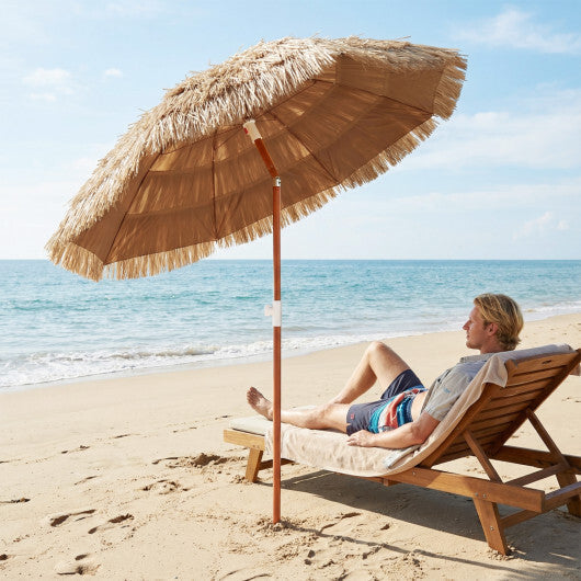 6 FT Thatched Beach Umbrella with Push Button Tilt Carrying Bag Set of 2-Natural LuxuryLifeWay Online Store