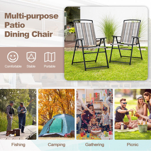 Set of 2 Patio Folding Sling Chairs Space-saving Dining Chair-Gray LuxuryLifeWay Online Store