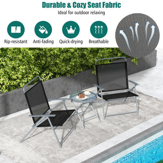3 Pieces Patio Folding Chair Set Outdoor Metal Conversation Set LuxuryLifeWay Online Store