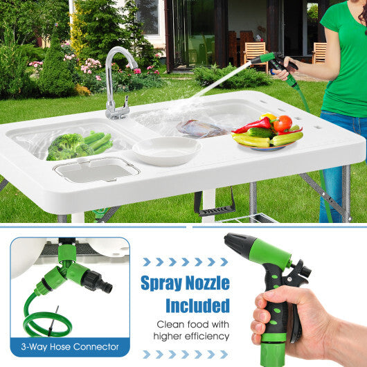 2-in-1 Folding Fish Cleaning Table-White LuxuryLifeWay Online Store