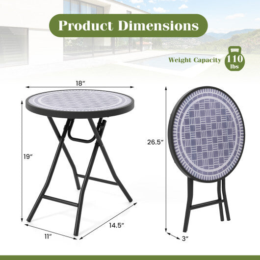 18 Inch Folding Side Table Patio Round Compact Coffee Table-Gray LuxuryLifeWay Online Store