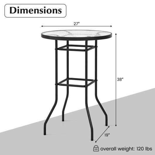 38 Inch Patio Bar Table with Tempered Glass Tabletop LuxuryLifeWay Online Store