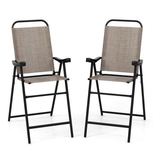 Patio Folding Bar Stool Set of 2 with Metal Frame and Footrest-Blue LuxuryLifeWay Online Store