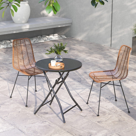 23 Inch Round Bistro Table with Tempered Glass Tabletop LuxuryLifeWay Online Store