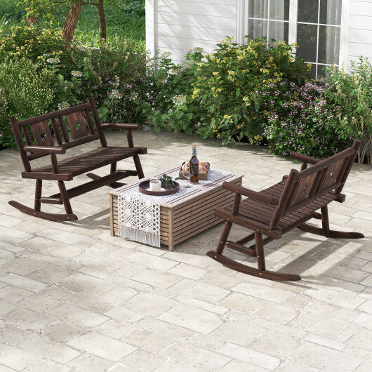 Patio Rocking Bench Double Rocker Chair with Ergonomic Seat 2-Person Loveseat LuxuryLifeWay Online Store