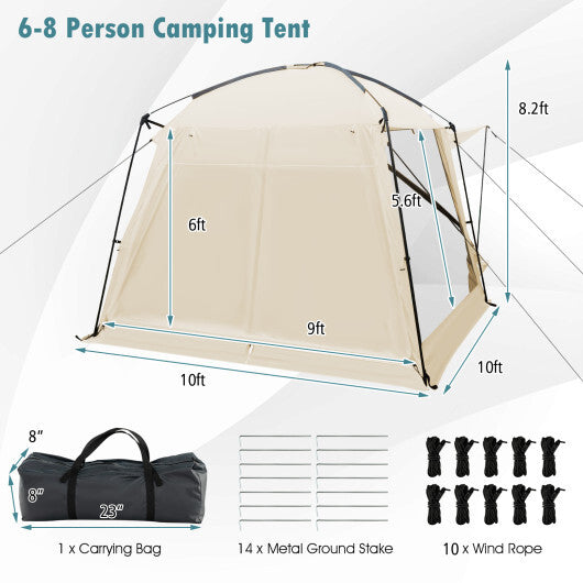 10 x 10 Feet Screened Canopy Tent w/ Vestibule and Zippered Door-Beige LuxuryLifeWay Online Store