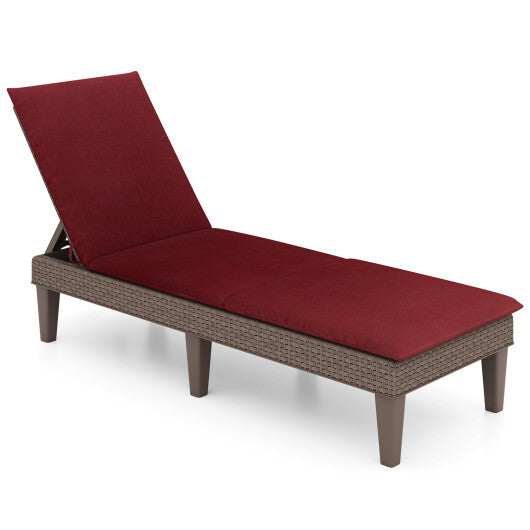 Patio Lounge Outdoor Recliner Chair with Cushion 3-Position Adjustable Backrest-Orange LuxuryLifeWay Online Store