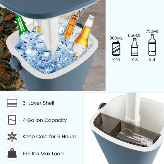 3-in-1 Portable Cooler Bar Table with Bottle Opener and Lift Top Lid for Camping Poolside-Blue LuxuryLifeWay Online Store