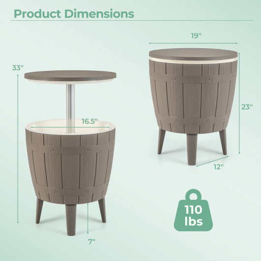 10 Gallon Cooler Bar Table Outdoor Coffee Table Ice Bucket with Telescopic Tabletop for Beer and Wine-Brown LuxuryLifeWay Online Store