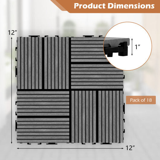 18 Pieces 12 x 12 Inch All Weather Interlocking Deck Tiles-Gray LuxuryLifeWay Online Store