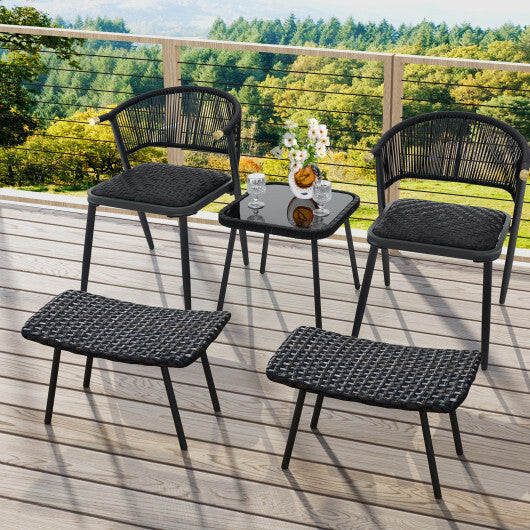 All Weather Outdoor Ottomans Set Patio Footrest Seats Set with Sturdy Metal Legs -Brown LuxuryLifeWay Online Store
