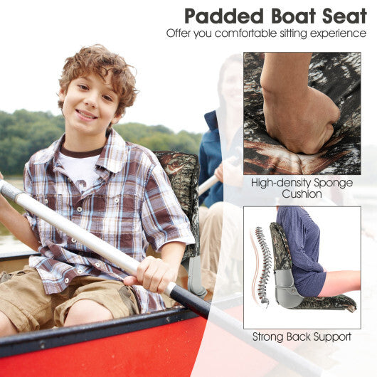 Low Back Folding Padded Boat Seat with 4 Bolts for Outdoor Adventures-Camouflage LuxuryLifeWay Online Store