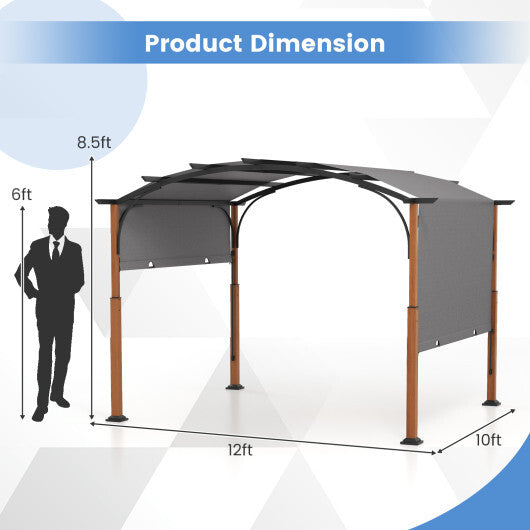 10 x 12 FT Outdoor Retractable Pergola with Retractable Canopy for Patio-Beige LuxuryLifeWay Online Store