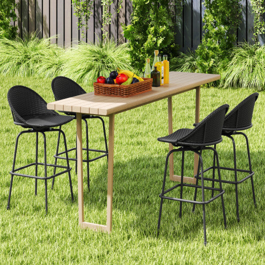 Set of 2 Rattan Swivel Barstools with Curved Back-Black LuxuryLifeWay Online Store
