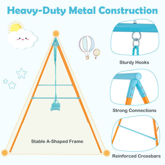 Outdoor Heavy Duty Metal Toddler Swing Set with Stand-Orange LuxuryLifeWay Online Store