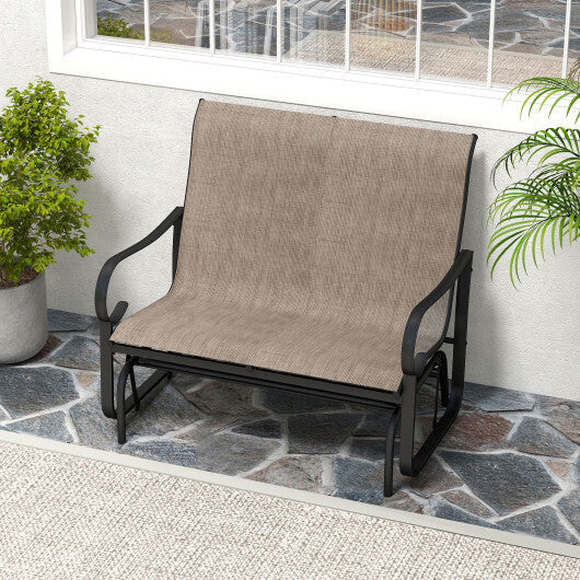 2-Person Outdoor Glider Bench with High Backrest-Brown LuxuryLifeWay Online Store