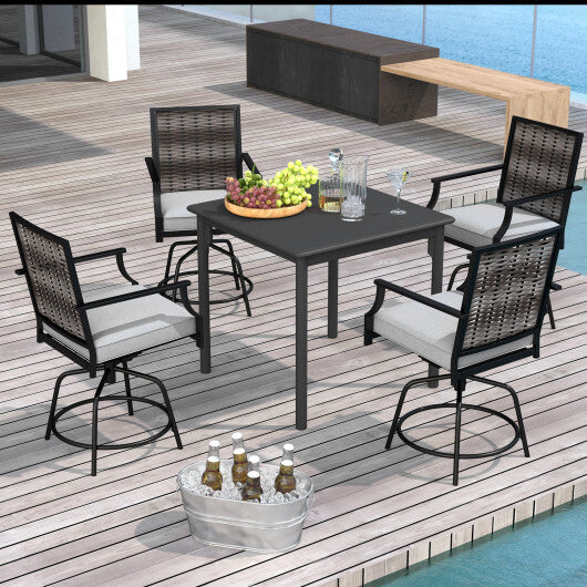 Outdoor PE Wicker Swivel Bar Stools Set of 2 Counter Height Patio Chairs with Back-Grey LuxuryLifeWay Online Store