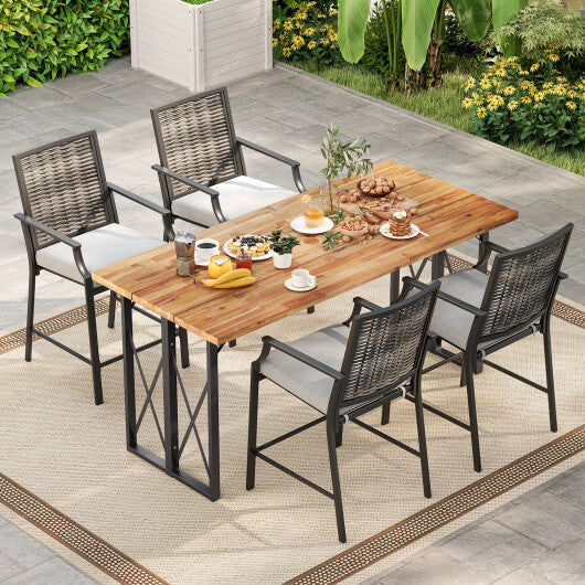 Patio Bar Stools Set of 2 Counter Height Rattan Bar Chairs with Armrest-Grey LuxuryLifeWay Online Store