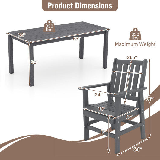 7 Pieces Patio Dining Set Outdoor HDPE Weather Resistant Table and Chairs Set-Black LuxuryLifeWay Online Store