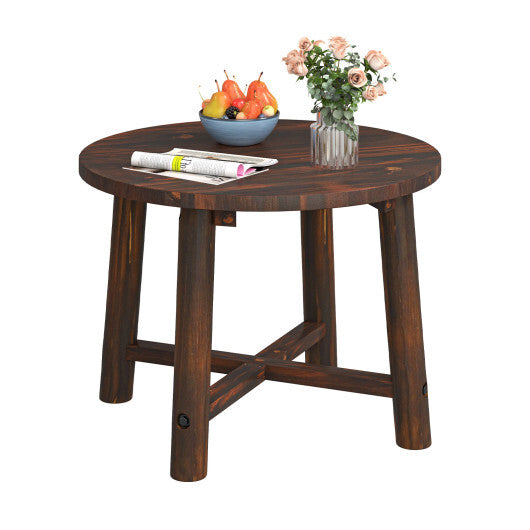 Patio End Table with Solid Wood Structure for Garden Deck Poolside and Indoors-Brown LuxuryLifeWay Online Store